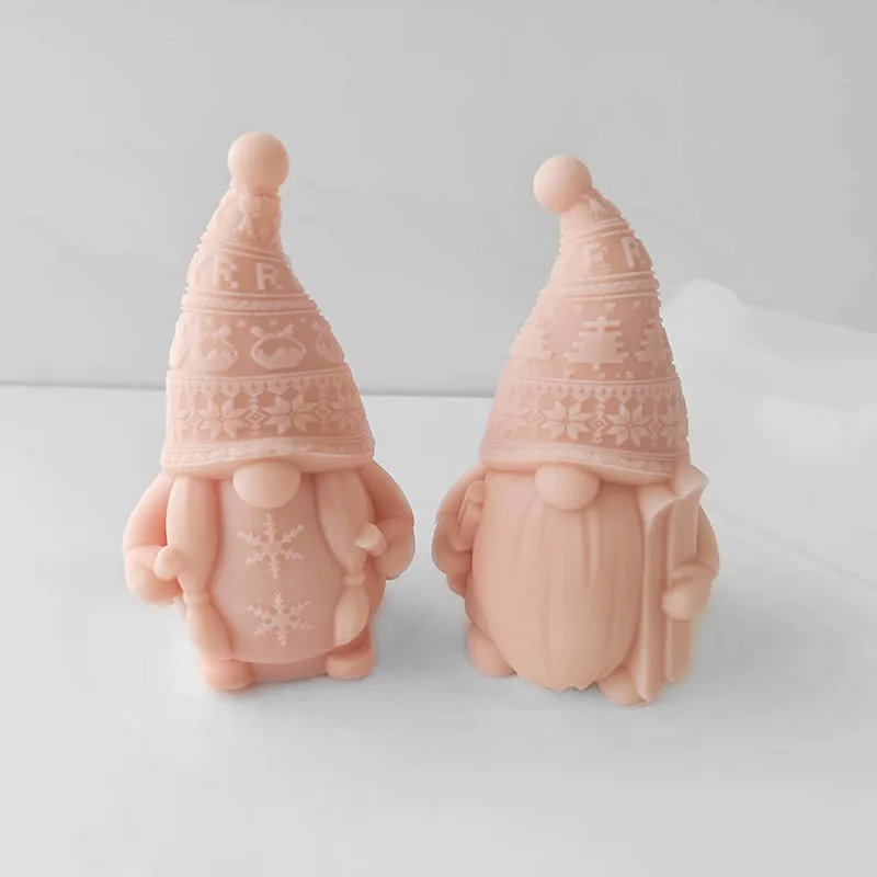 Ski Dwarf Candle Silicone Mold DIY Handmade Aromatherapy Candle Plaster Decoration Abrasive Tool Christmas