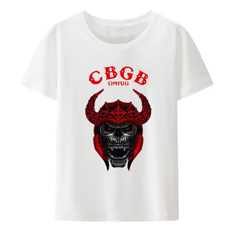 CBGB OMFUG Dead Skull Mohawk Print T Shirt Underground Punk Rock Concert Casual Shirt Creative Popular Street Fashion Cool Tops