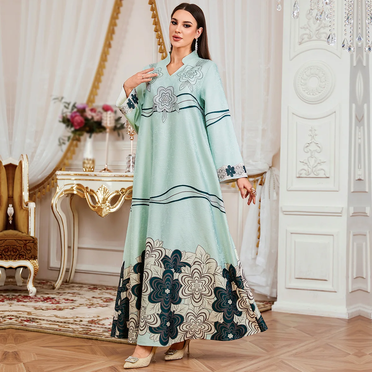 イード・アバヤ 女性用パーティードレス プリント・ジャラビーヤ エレガントなムスリム・ドバイ・ベスティドス・ラルゴ・ラマダン・モロッコ・礼拝用カフタン・ローブ・アバヤス 2026