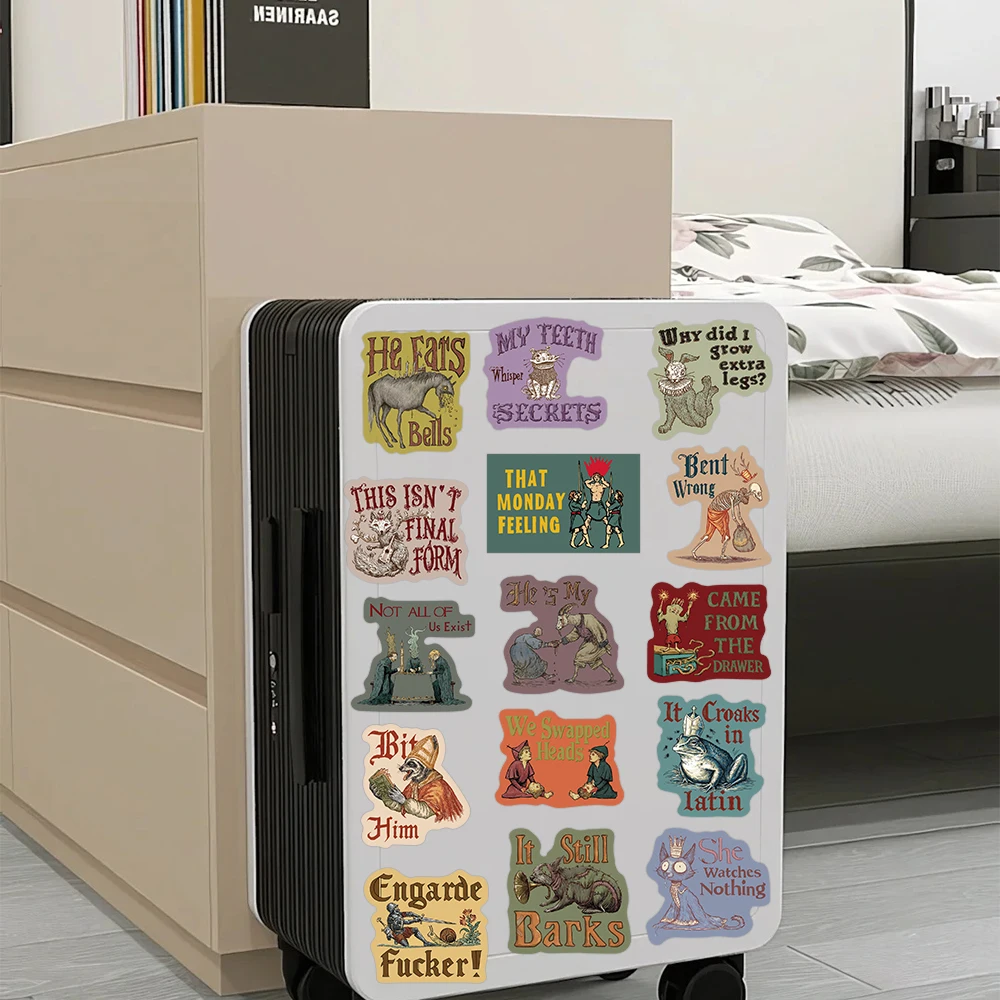 50pcs Medieval Creepy Abstract Stickers Decals For Phone Scrapbook Suitcase Skateboard Helmet DIY Retro Waterproof Stickers