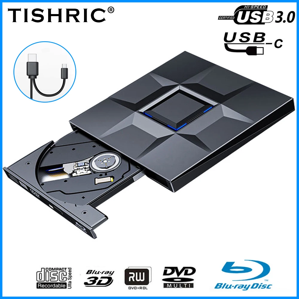 

TISHRIC [High-Speed Burning] B11-Y External Blu-ray Burner USB 3.0 Plug-and-Play Essential for Office and Entertainment External