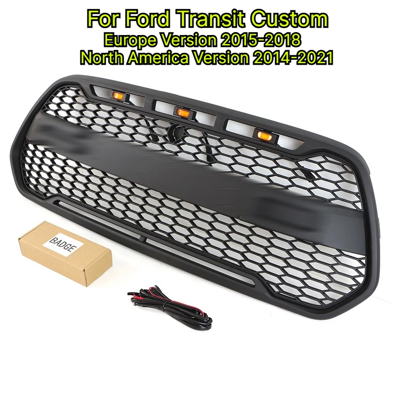 Grille For Ford Transit Custom, Europe Version 2015-2018 & North America Version 2014-2021, Front Bumper Grille Modification