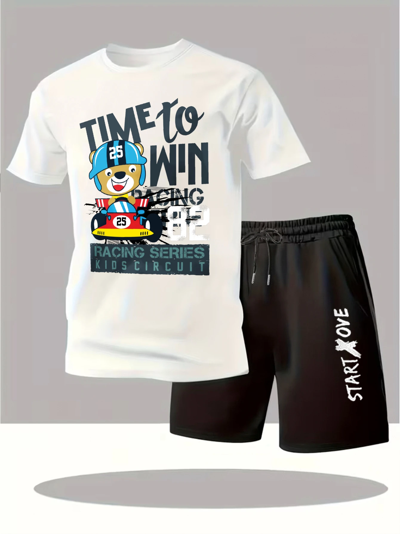 

Мужской комплект 2025: Новинка! Модный графический принт, спортивный костюм, комплект одежды с принтом, свитшот и шорты, костюм с коротким рукавом для мужчин