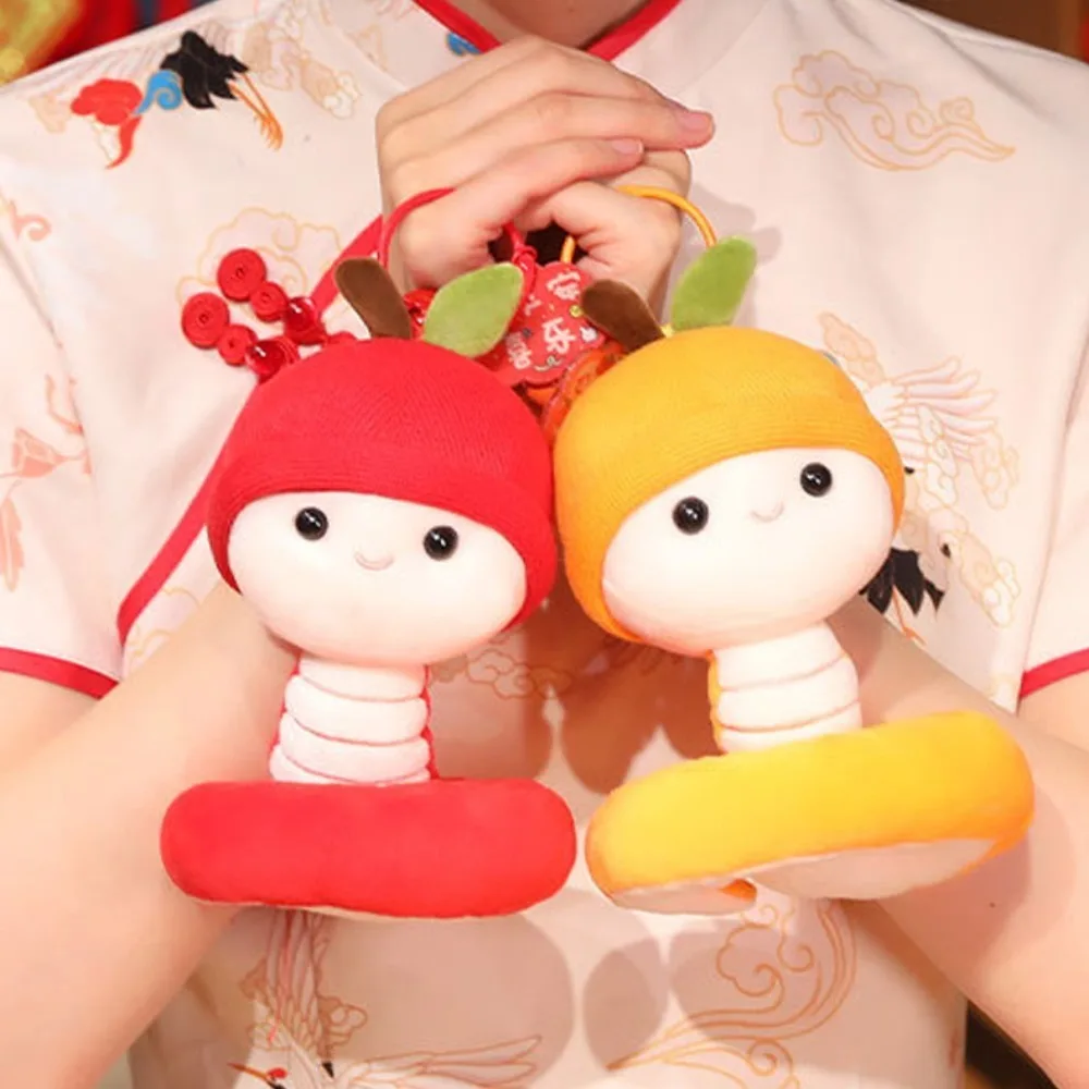 With Keychain Persimmon Snake Year Plush Toy Happy New Year Chinese Style Snake Year Mascot Toy Cartoon Good Luck