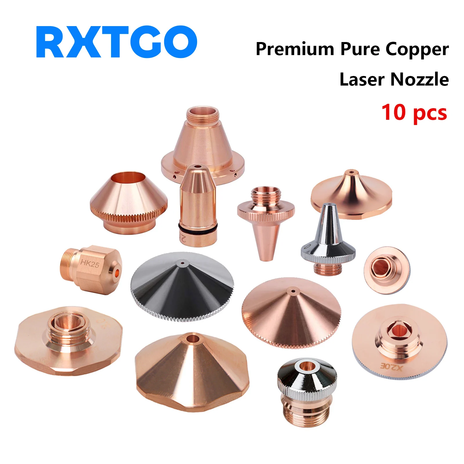 10PCS Pure Copper Laser Nozzles D28 D32mm Single Double Chrome High Speed for Raytools Precitec Bodor WSX HSG HANS