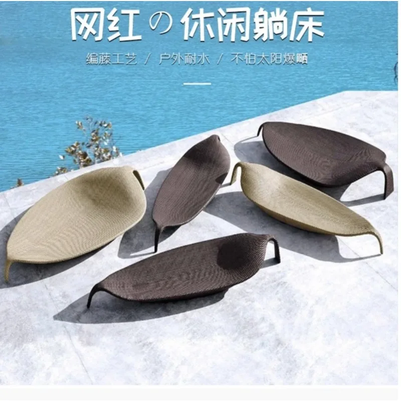 في الهواء الطلق سرير على شكل أوراق شجر منتجع فندق شرفة صالة كراسي الروطان فيلا خارجية حمام سباحة حديقة كراسي الشاطئ الروطان