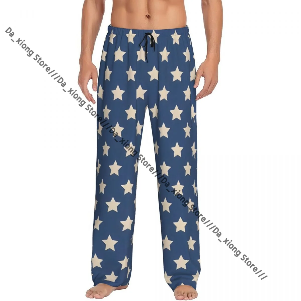 

Mens Casual Pajama Long Pant Elastic Patriotic Star Of The American Flag Freedom Concept USA Cozy Sleepwear Home Lounge Pants