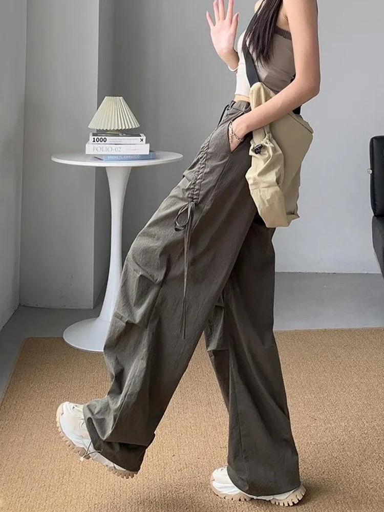 

Розовые брюки-карго Y2k, женские уличные свободные винтажные широкие брюки с высокой талией, повседневные брюки в стиле ретро, американские брюки, новинка