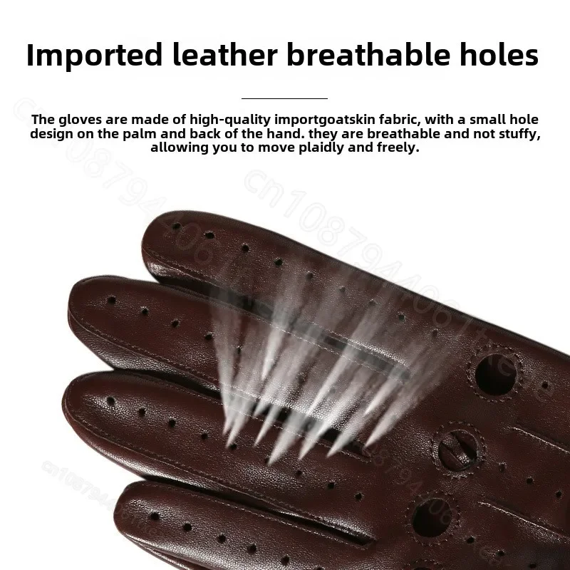 Genuine leather and sheepskin fitness gloves with hollowed out breathable single-layer gloves in stock for adult drivers