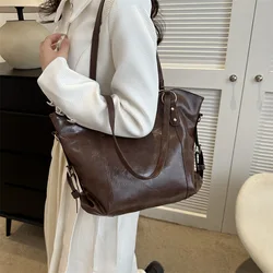 Women Tote Bag 2024 New Fashion Retro Commuter Bags Large Capacity Crossbody Bag Student Book Shopping Shoulder Bag