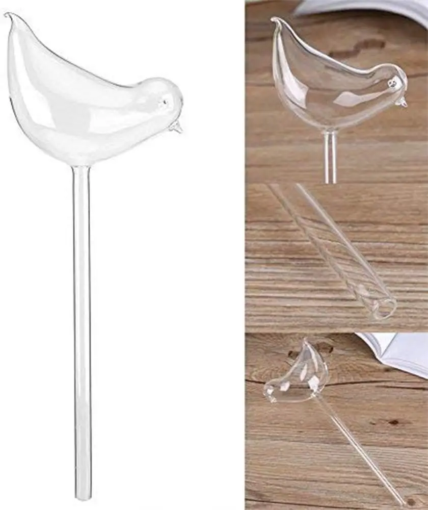 1Pcs Plant Waterer Self Watering Globes, Bird Shape Hand Blown Clear Aqua Bulbs