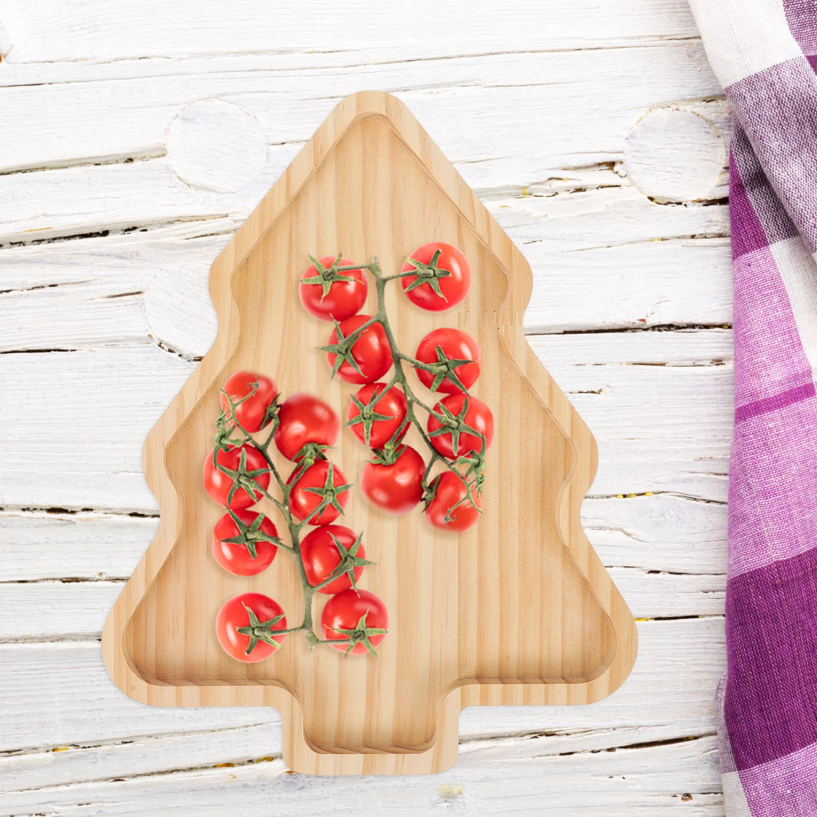

1pc Bamboo Serving Tray Christmas Tree Shaped Wood Appetizer Plate Dessert Fruit Snack Dish For Party Picnic Banquet Kitchen