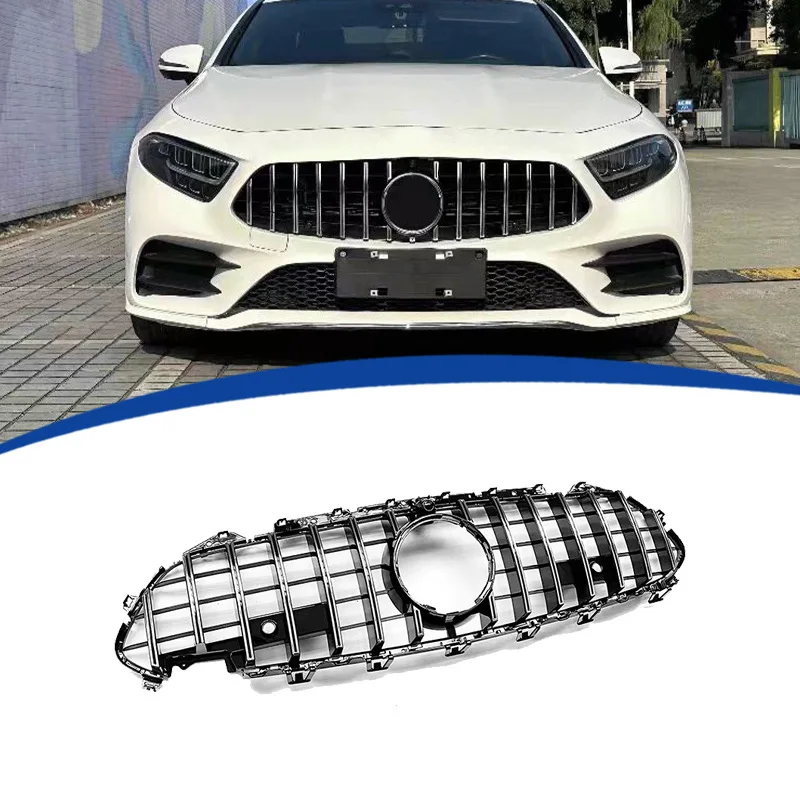 

Glossy Black GTR Style Front Bumper Grille For Mercedes Benz CLS C257 CLS450 CLS53 AMG 2019-22 Diamonds Style Upper Grilles