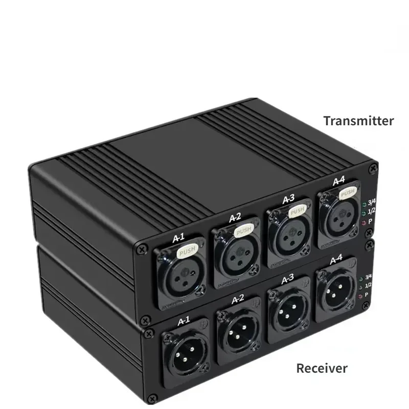 4 Channels XLR Balanced Audio Fiber Optical Extender Over Optical Fiber 20km XLR Balanced Audio Transmitter and Receiver Kit