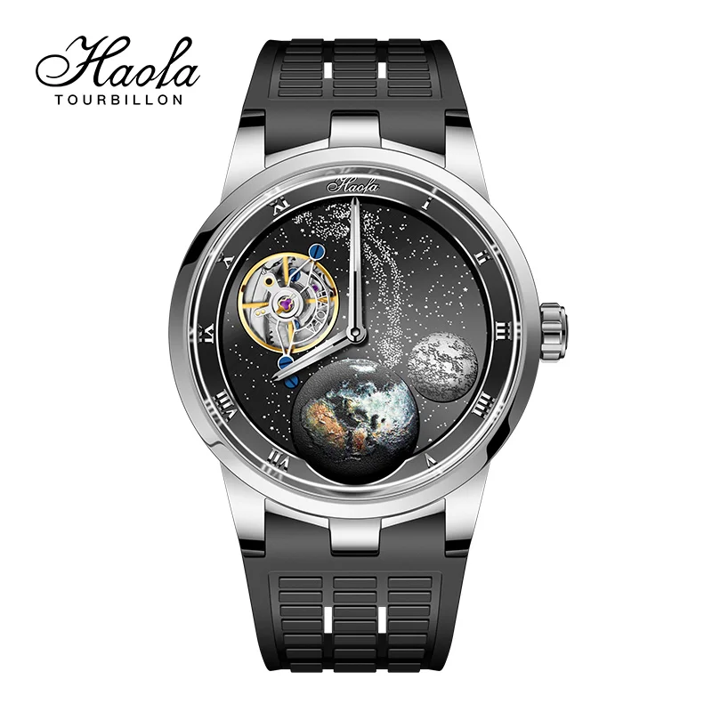 Haofa Carrousel Mechanical Watch Convex Sapphire Manual Karrusel Watch for Men Rotating Luxury Waterproof orologio uomo 1952