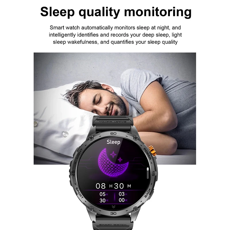 GEJIAN New Men's Watch With Built-in Flashlight 1.75-inch Screen For Heart Rate And Blood Oxygen Monitoring Android iOS Watch