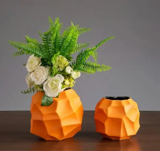 

European Orange Irregular Ceramic Vase Flower Pot Arrangement Living Room Decoration Potted Wedding Home