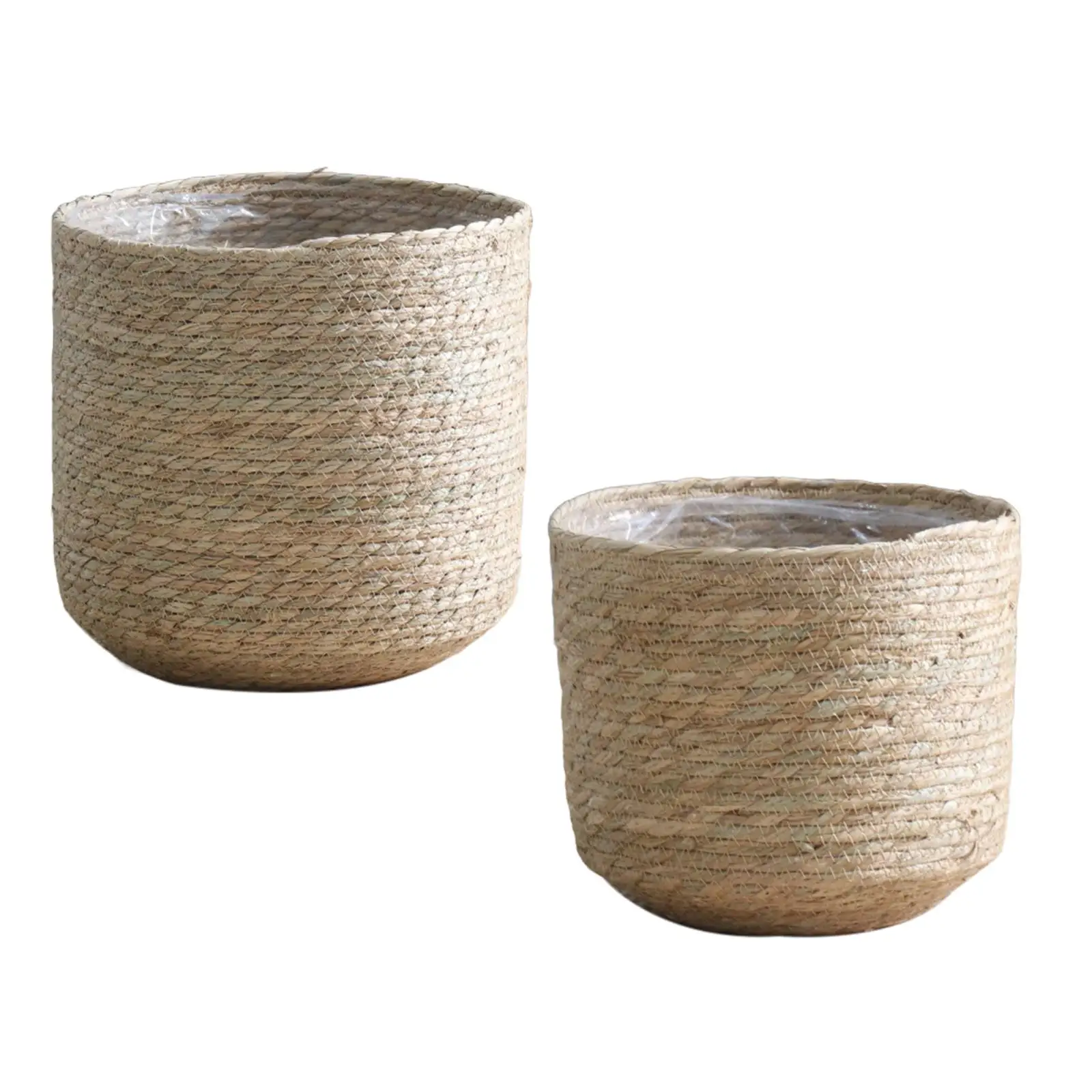 Woven Planters Basket with Plastic Liner Round Plant Pot Flower Basket Container for Bedroom Balcony Party Farmhouse Living Room