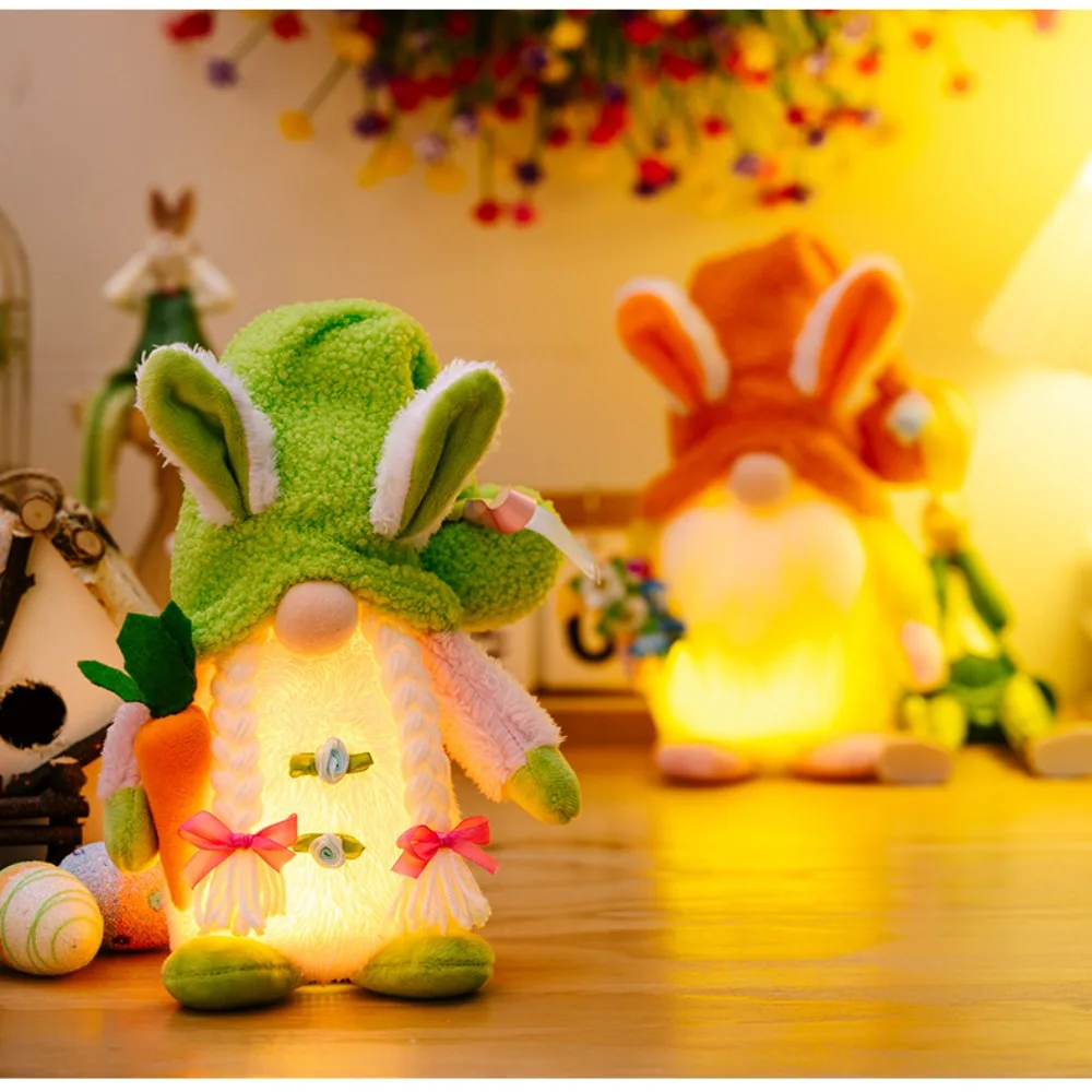 

Rudolph Easter Glowing Gnome Doll with Light Luminous Glowing Easter Faceless Gnome Handmade Reusable Bunny Ears Faceless Doll