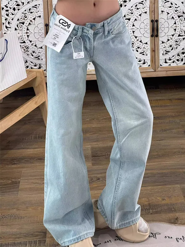 

Slim Straight Jeans Women's Spring Summer New Style Spicy Girl Low Waist Slim Loose Drapey Wide Leg Pants Casual Denim