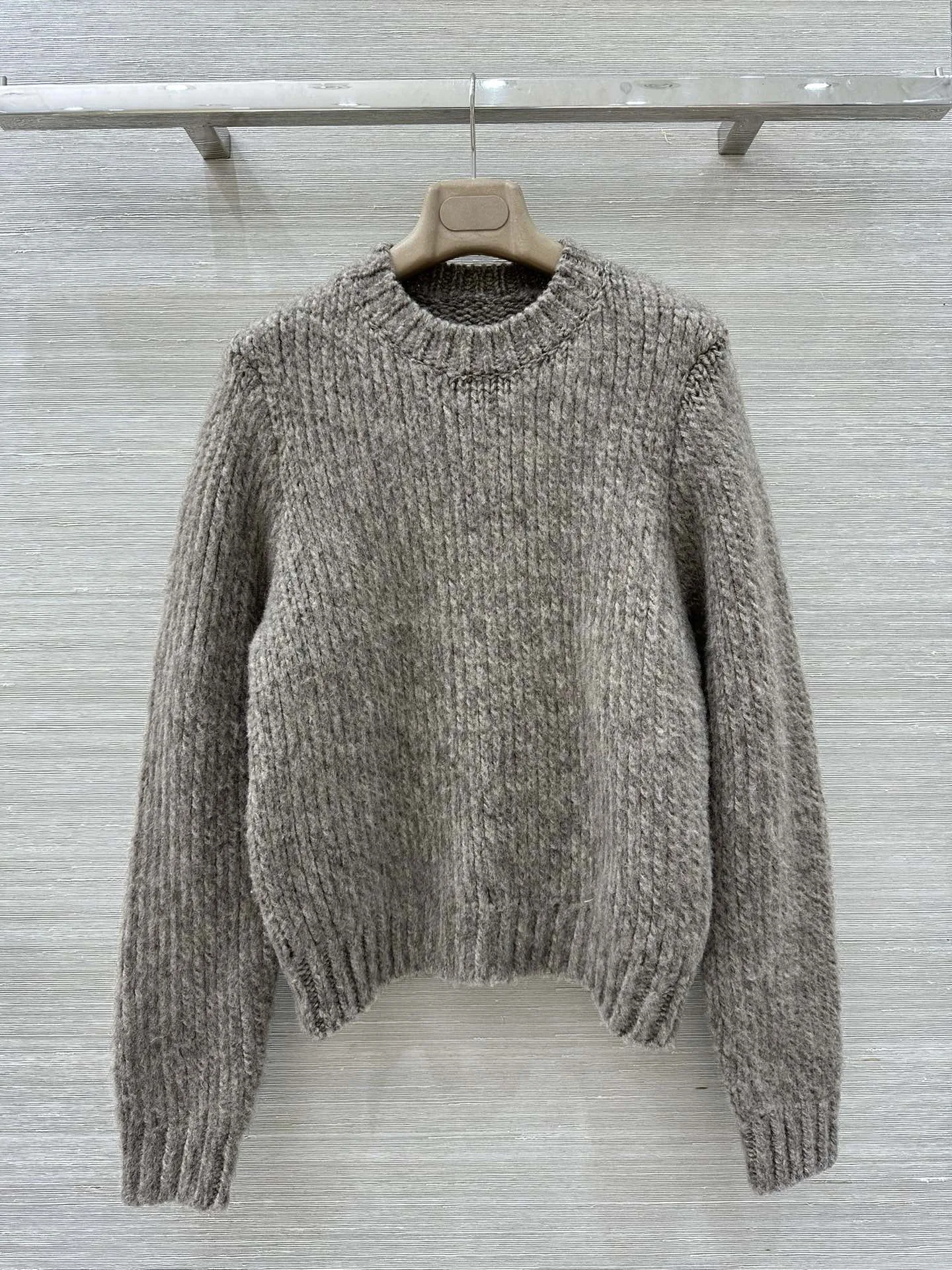 

Длинный термостойкий свитер из ленивой коровьей шерсти, круглый повседневный свитер, женский теплый топ, винтажный осенне-зимний вязаный мягкий свободный крой Faion