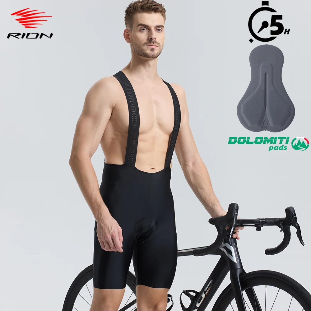 

RION Cycling Bib Shorts Men Seamless Leg Bicycle Tights Bike Equipment Man Road Bibshorts Brace Dolomiti Pad 5H Medium Distance