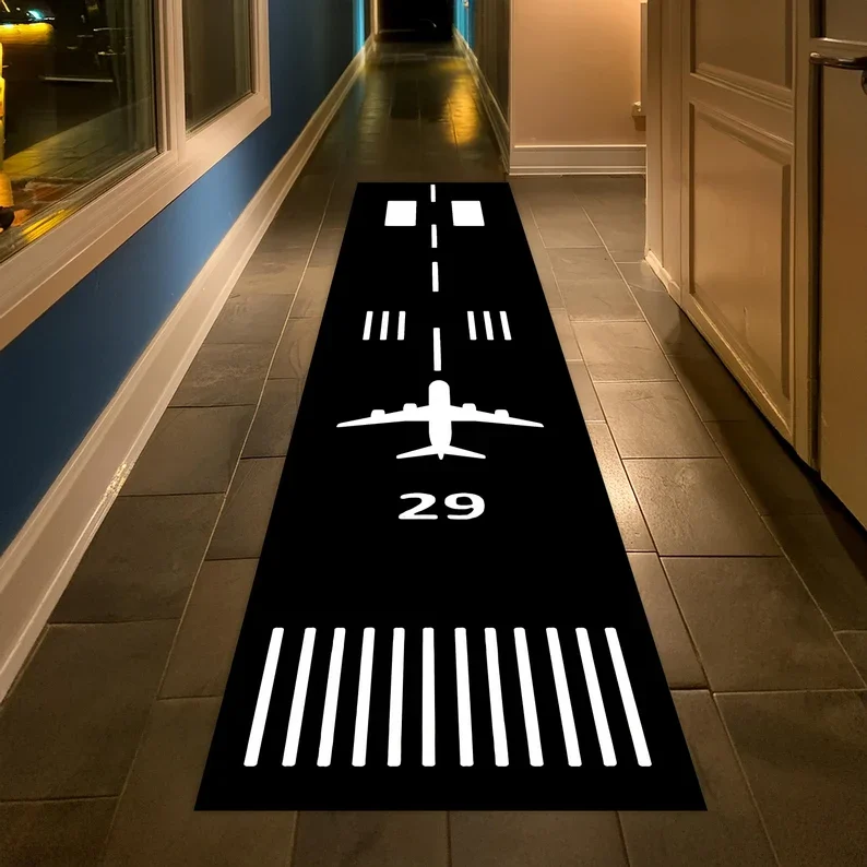 Airport Runway Runner Rug Aircraft Rug Aviation Rug Play Rug,Airport Rug Plane Decor Rug Apron Rug Airlines Rug