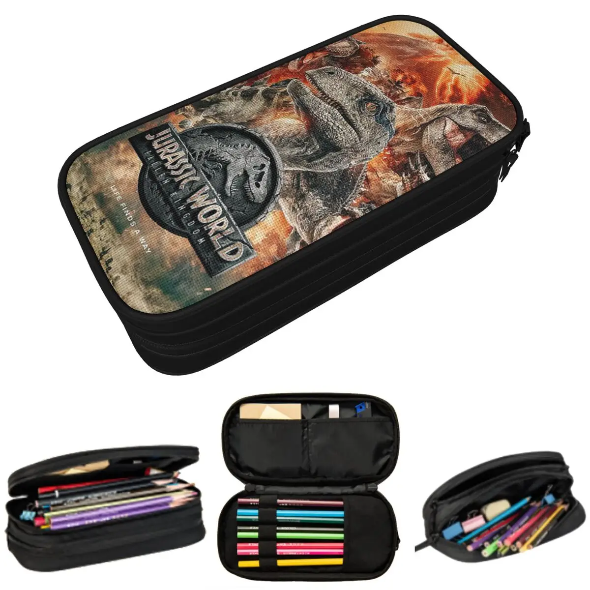 Estuche para lápices Jurassic World DinosaurFallen Kingdom 2018, caja para bolígrafos, bolsa para lápices, suministros de papelería, bolsa para guardar bolígrafos