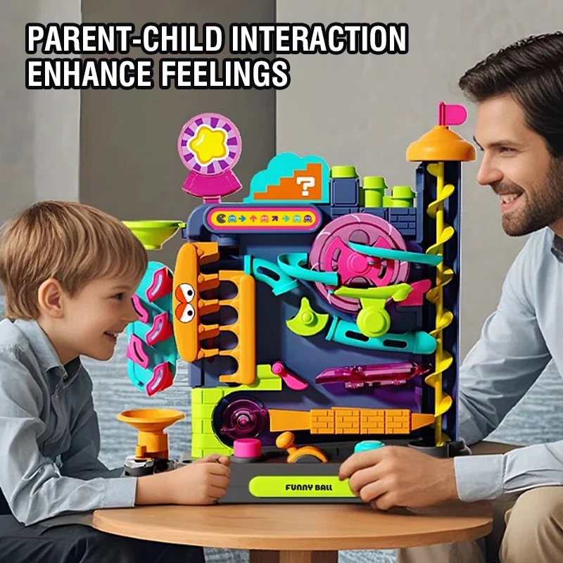 

Kids Track Adventure Game Multi-Layer Track Crossing Board Game Rail Rolling Ball Model Educational Interactive Toy for Children