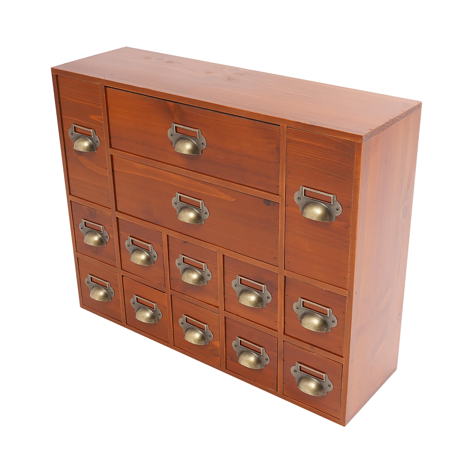 14 Drawers Apothecary Drawers Cabinet, 21*6.3*16.7in Wooden Storage Box w/ Drawers, Library Card Catalog Cabinet for Desktop Organizer