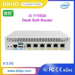 BKHD-Mini PC Pfsense BKHD, procesador de ordenador portátil de 9 pulgadas, 11 núcleos, i3-1115G4, 6 Lan, 4x1000M, 2x2,5G, puerto Ethernet COM, VGA