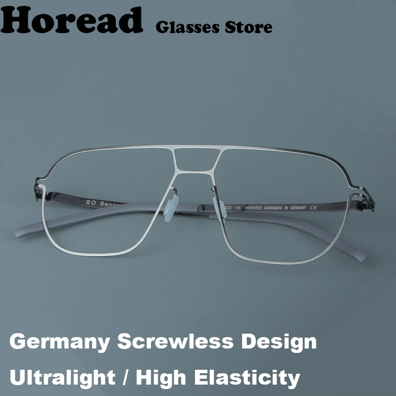 

Fashion Big Size Pilot Screwless Glasses Frame Germany Brand Men Women Eyeglasses Ultralight 7g Optic Prescription Spectacles