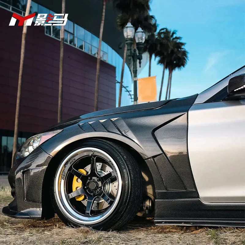 واقي الطين من ألياف الكربون لسيارة إنفينيتي Q50 2014-2023 واقي الطين الأمامي بفتحات تهوية للسيارة