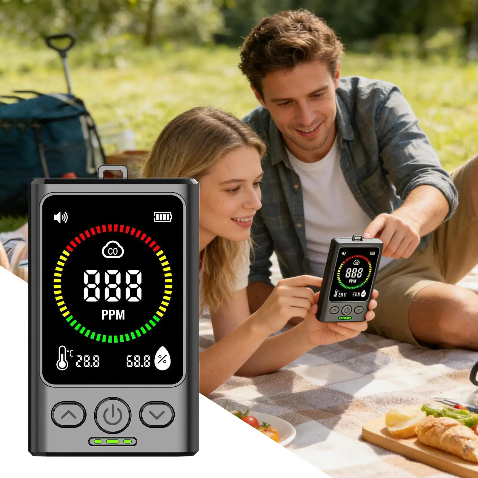 

Co Detector Portable Temp & Humidity Display Monitor Travel Co Detector Air Quality Monitor for RV Traveling Hotel Kitchen