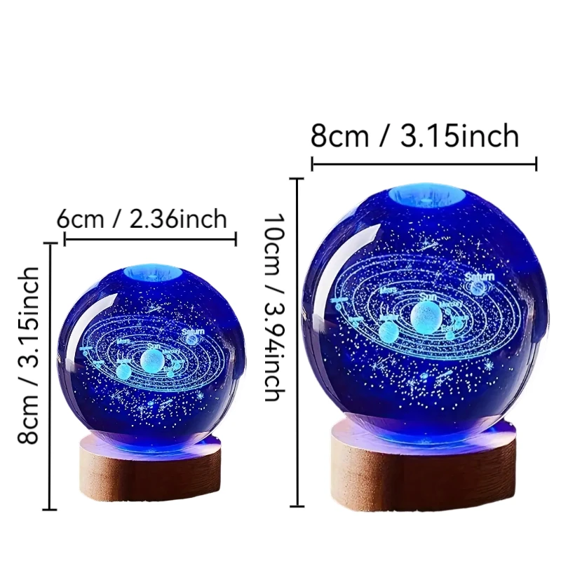 1pc, Solar System crystal ball nightlight, table lamp decoration for home tabletop decoration, girlfriend, wife birthday gift