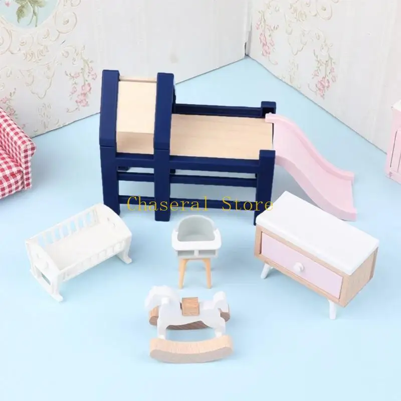 E7ce mini -poppenhuizen schuifmodel realistische meubels pretpark setting dia