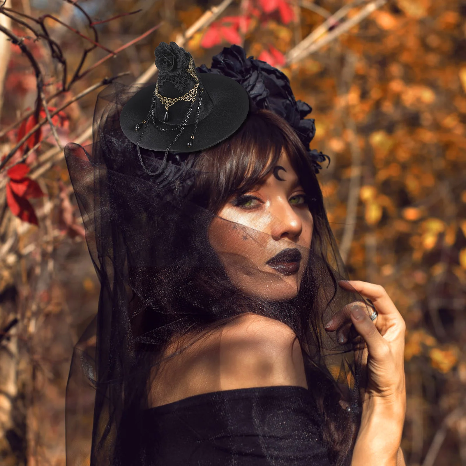 

Small Halloween Witch Hat Hair Clips Lightweight Cloth Cosplay Party Masquerade Festival Accessories Gothic Witch Hat