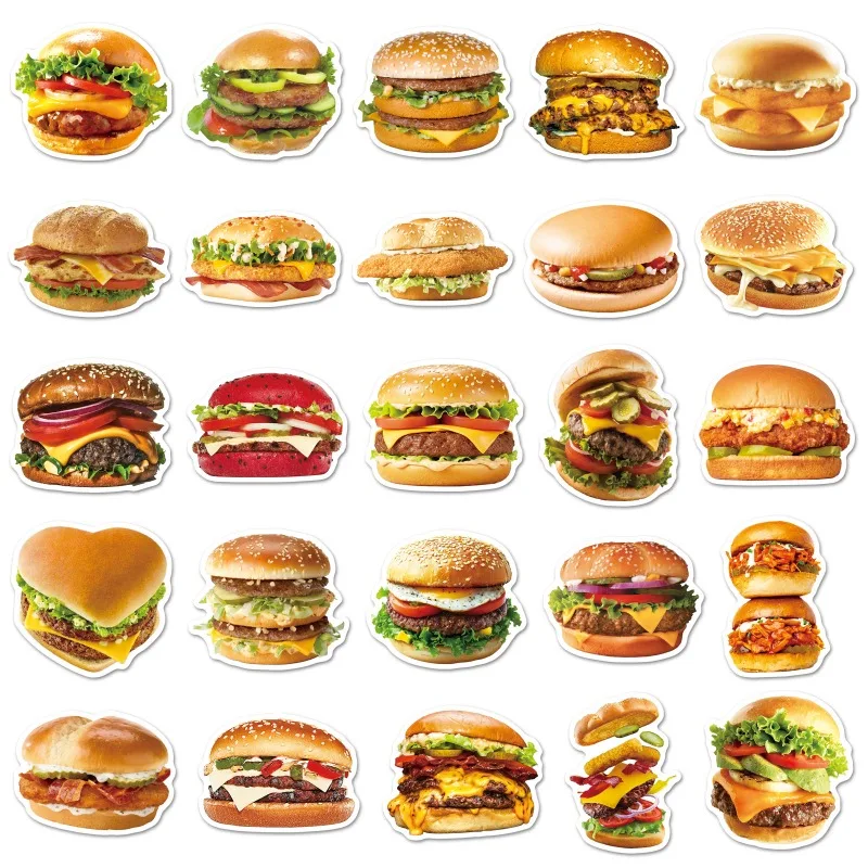 50枚入り 漫画風個性派バーガー クリエイティブ グラフィティ デコレーションステッカー