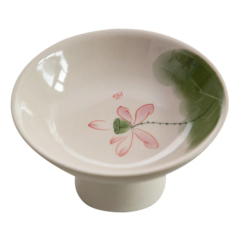 

CX Chinese Tea Point Plate Simple Household High Foot Delicate Fruit Plate Ceramic Dim Sum Plate