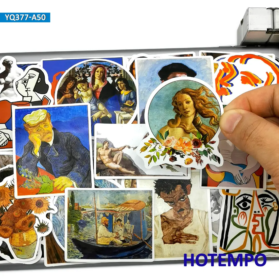 50 piezas, Estilo de pintura al óleo, grafiti de arte, Artista Van Gogh, Pegatinas divertidas, para Computadora portátil Teléfono móvil Guitarra