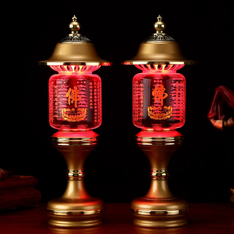 A PAIR 30cm large high grade Buddhism worship LED lamp HOME Temple shrine enshrine Sakyamuni guanyin buddha Bless safety health