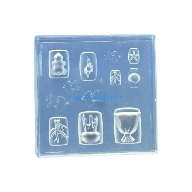 L21E Embellishment Silicone Mould Featuring Marine Life Easy Maintenance for Salon and Home Manicurists