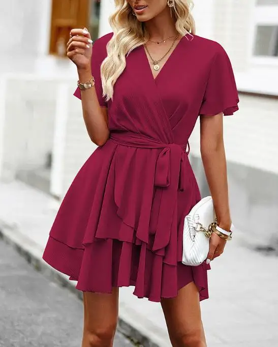 

2026 Spring/summer Elegant New Fashion Casual Women's Sexy Strap Solid Color A-Line Dress Female Clothing