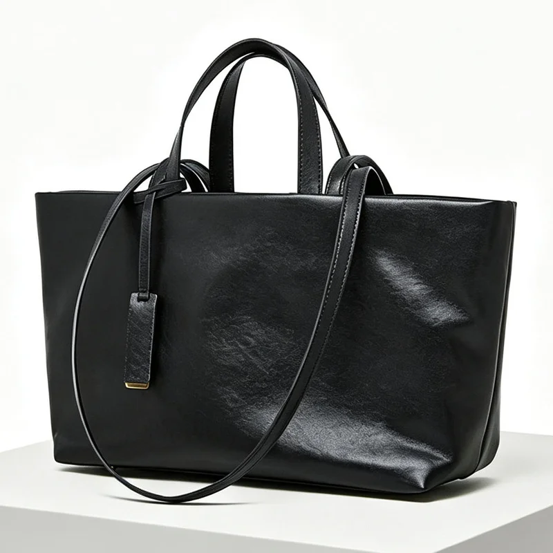 Luxury Soft cowhide Leather Women's Shoulder Bag Large Capacity Square Fashion Tote Bag Korean Fashionable Handbag Underarm Bag