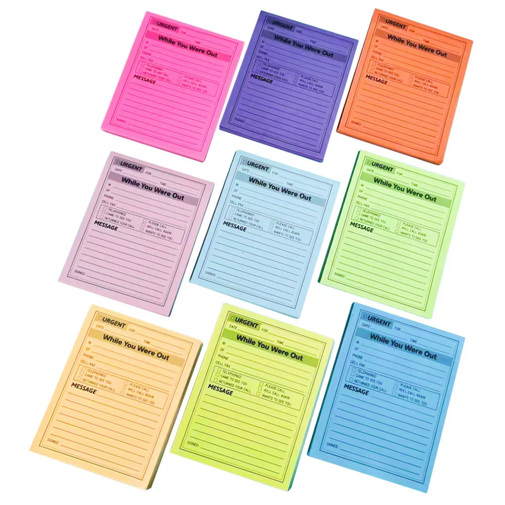 

9 Books Fluorescent Paper Note Stickers Multi-Function Memo Pads for Schedules Plans Reminders Waterproof Daily Use Message Pads