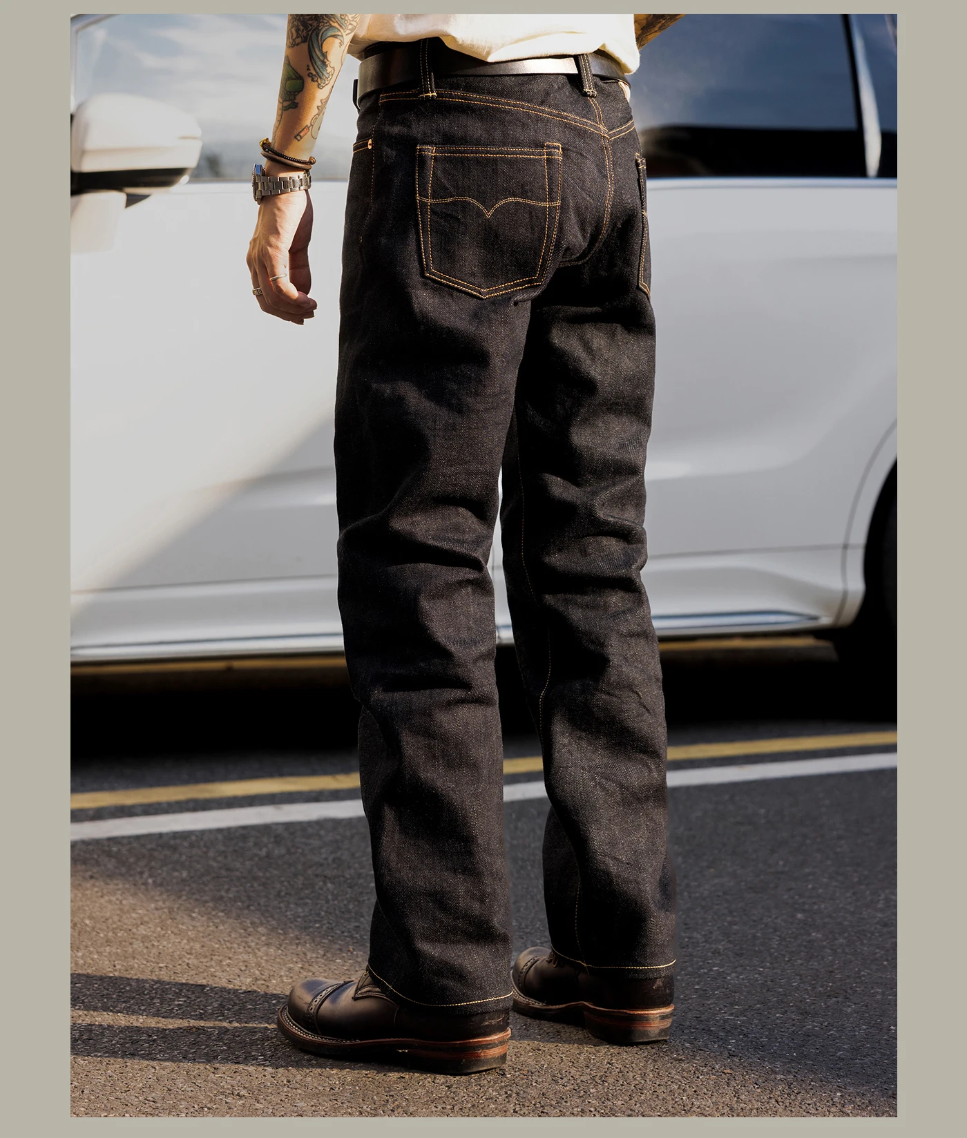 634S-0005 Red Tornado 25oz Super Heavy Raw Denim Jeans Zipper Fly Straight Fitting High Quality Indigo Selvage Washed Pants