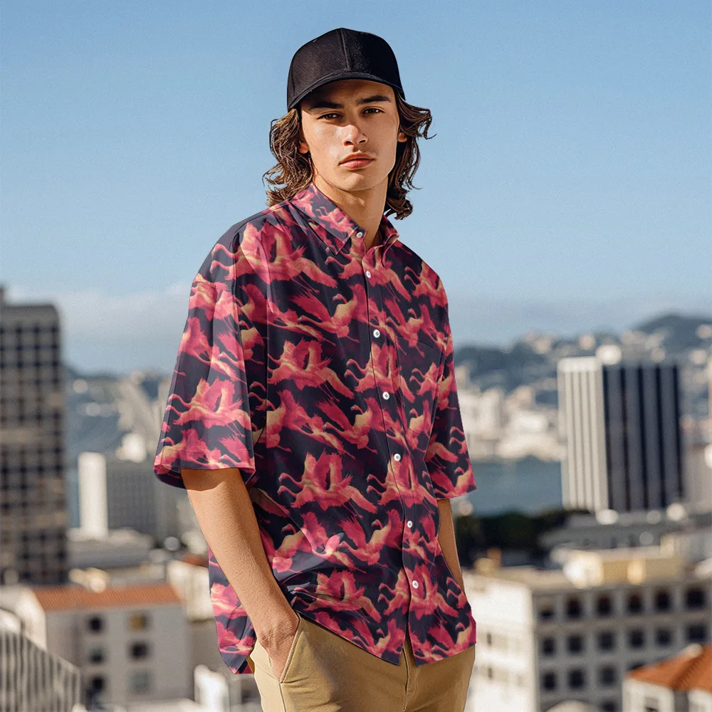 2026 Independent Site New Men's Short-Sleeve Collared Shirt Short-Sleeve Summer Fashion Beach Hawaiian Short-Sleeve Shirt