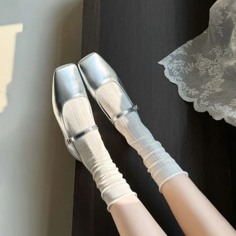 

2Pairs Hollow Out Sweet White Socks Heart Lingge Mid-calf Cotton Socks Thin Dashed Line Ruffle Tube Socks Women Women
