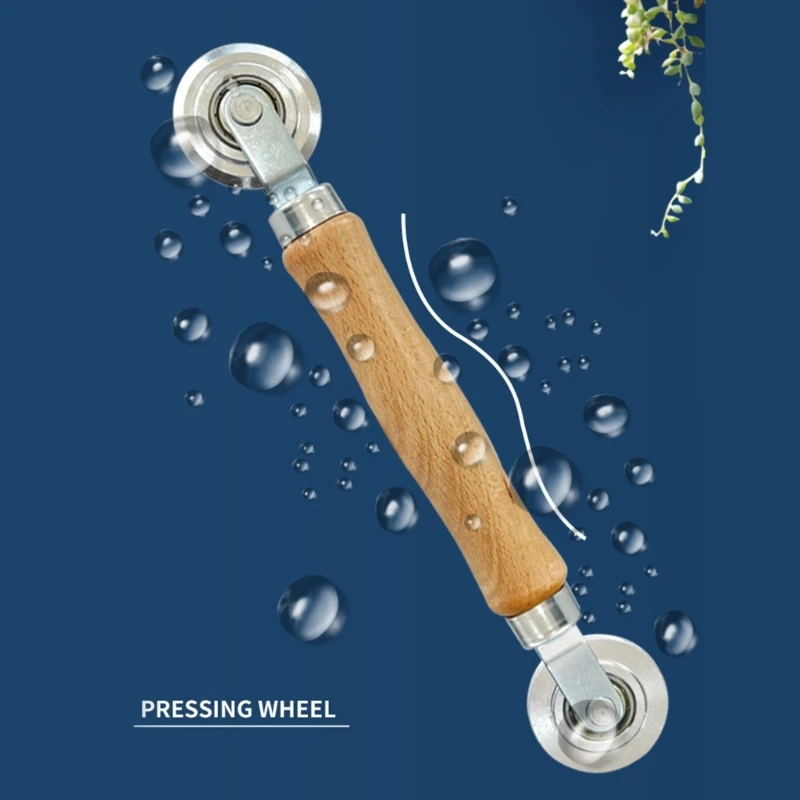 3Pcs Professional Screen Tool, Window Screen Spline Roller Tool with Wood Handle Bearing Wheel Screen Door Repair Kit Dropship