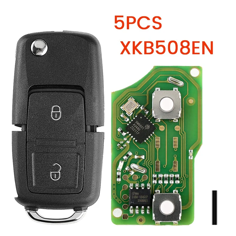 Xkb508en Wire Universele Remote Key 2 Knop Fob Voor Vw B5 Stijl Voor Xhorse Vvdi Sleutel Tool 5 Stks/partij